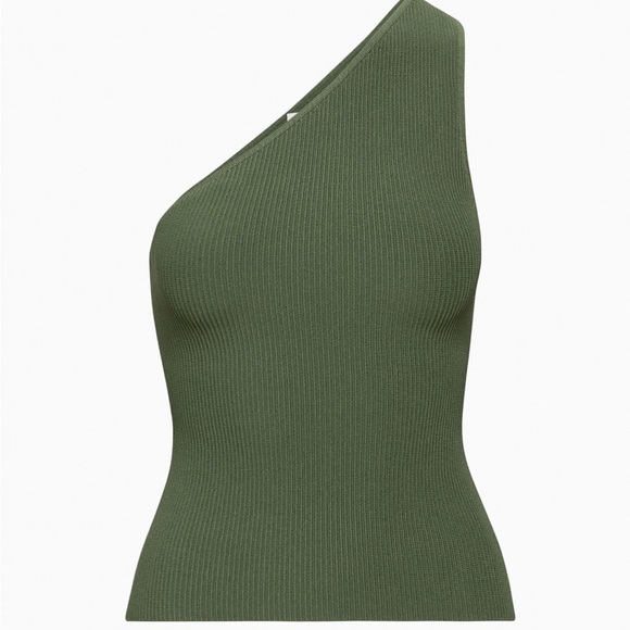 Aritzia Tops - Aritzia Babaton Sculpt Knit Sencha Green One-Shoulder Top Women’s 2XS